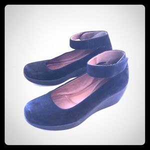Black suede wedges by Clark’s